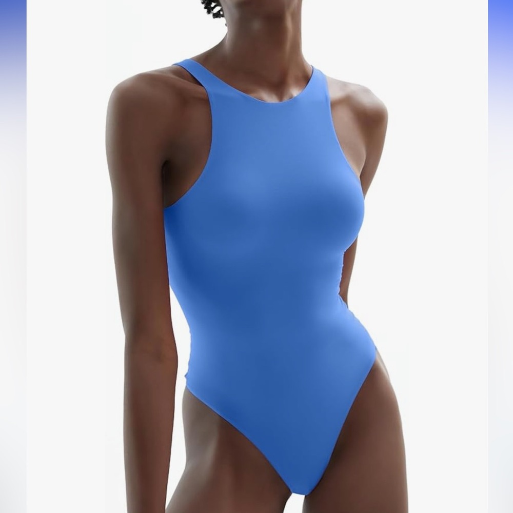 PUMIEY Women's High Neck Sleeveless Bodysuit